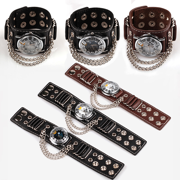 Punk Style Leather Bracelet Watch Punk Style Leather Bracelet Watch